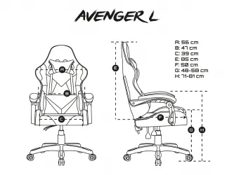 Fotel GAMINGOWY FURY  AVENGER L czarno -biały