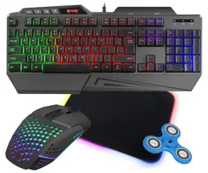 Klawiatura gamingowa podświetlana dla graczy BLOW HURRICANE + mysz FURY BATTLER 6400DPI + mata LED