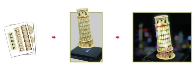PUZZLE 3D LED Krzywa Wieża w Pizie CubicFun 15 elementów