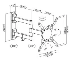 Regulowany uchwyt telewizora TV LCD LED PLAZMA 13-42 cali 20kg VESA solidny wieszak Cabletech