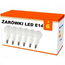 Zestaw 6x  żarówek LED E14 7W bańka kulka 180st. AC230V, WW