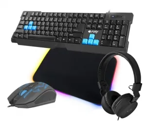 Zestaw FURY HORNET klawiatura + mysz + podświetlana mata + słuchawki
