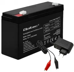 2x Akumulator AGM Qoltec 6V 12Ah HQ + ładowarka