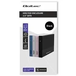 Aluminiowa obudowa zewnętrzna kieszeń na dysk USB 3.0/SSD HDD 2.5" SATA Qoltec Super speed 5Gb/s 2TB - czarny