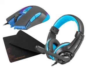 Mysz gamingowa dla graczy FURY PREDATOR z podświetleniem + słuchawki Fury Wildcat + mata