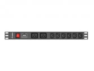 Listwa zasilająca RACK PDU LANBERG do szafy RACK 19&quot; 1U 16A 2m 2xC19 + 6xIEC C13 czarna C20