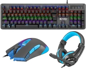 Mechaniczna klawiatura gamingowa dla graczy FURY TORNADO podświetlenie + mysz + słuchawki