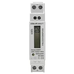 Jednofazowy elektroniczny licznik miernik zużycia energii na szynę DIN Qoltec 230V LCD 1P