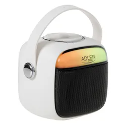 Głośnik przenośny do karaoke z mikrofonem bezprzewodowym  Adler AD 1199 SD USB AUX Bluetooth - biały