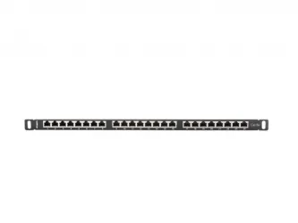 Patch panel 24x port 0.5U LANBERG do szafy RACK 19&quot; KAT.5E czarny