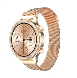 Zegarek sportowy smartwatch SENBONO LADY M3 z metalowa kopertą IP68 pulsoksymetr - złoty