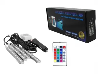 Zestaw oświetlenia kabiny samochodu 9xLED RGB wnętrza auta + pilot