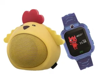 Zestaw dla dzieci zegarek smartwatch Maxlife Kids Watch MXKW-300 niebieski + głośnik bluetooth Forever Chicken ABS-100