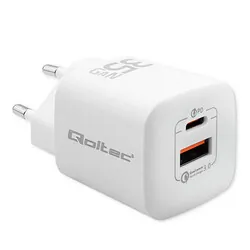 Ładowarka sieciowa Qoltec GaN ULTRA 35W 5-20V 2.25-3A USB-C PD   USB QC - biała
