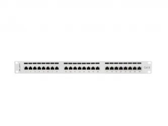 Patch panel 24x port 1U LANBERG do szafy RACK 19" KAT.6 ekranowany szary