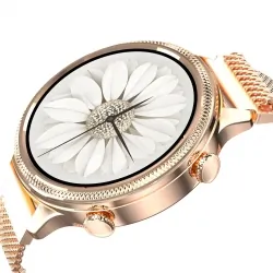 Zegarek sportowy smartwatch SENBONO LADY M3 z metalowa kopertą IP68 pulsoksymetr - złoty