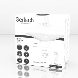 Wiszący grzejnik elektryczny promiennik ciepła tarasowy ogrzewacz do patio Gerlach GL 7735 + pilot