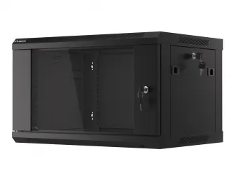 Szafa instalacyjna RACK V2 wisząca 19'' 6U 600x450 drzwi szklane Lanberg  - czarna