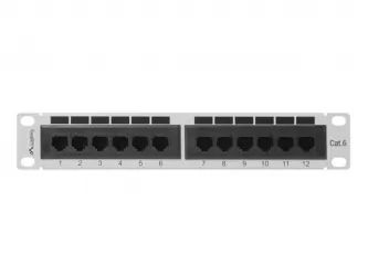 Patch panel 12x port LANBERG do szafy RACK 10&quot; KAT6 szary