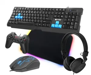 Zestaw FURY HORNET klawiatura + mysz + podświetlana mata + słuchawki + pad