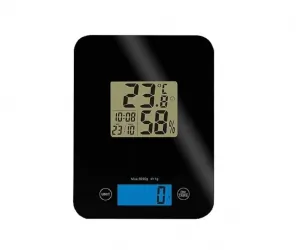 Elektroniczna waga kuchenna LTC szklana z termohigrometrem - czarna