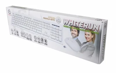 Zestaw bezprzewodowy klawiatura + mysz 2.4GHZ Rebeltec WHITERUN