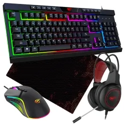 Klawiatura podświetlana gamingowa Havit GAMENOTE KB500L RGB mysz słuchawki mata dla graczy