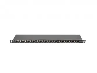 Patch panel 24x port 0.5U LANBERG do szafy RACK 19&quot; KAT.5E czarny
