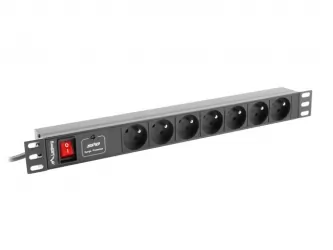 Listwa zasilająca RACK PDU LANBERG do szafy RACK 19&amp;quot; 1U 10A 2m 7x230V C14 czarna