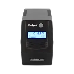 Zasilacz awaryjny komputerowy UPS REBEL Nanopower Plus 650 offline 650VA 360W LCD USB RJ45