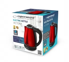 Elektryczny czajnik metalowy Esperanza VICTORIA  1,8L - czerwony