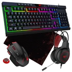 Klawiatura podświetlana gamingowa Havit GAMENOTE KB500L RGB słuchawki mysz mata dla graczy