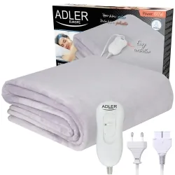 Pojedynczy elektryczny koc podkładowy Adler AD 7425 jasny szary 150cm &amp; 80cm 