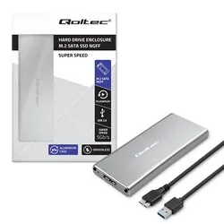 Aluminiowa obudowa zewnętrzna USB 3.0/M.2 SSD SATA NGFF Qoltec Super speed 5Gb/s 2TB - srebrny