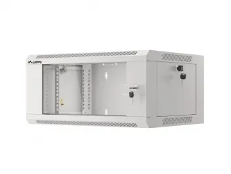 Szafa instalacyjna RACK wisząca 19'' 15U 570x450 drzwi szklane szybki montaż Lanberg (flat pack) - szara