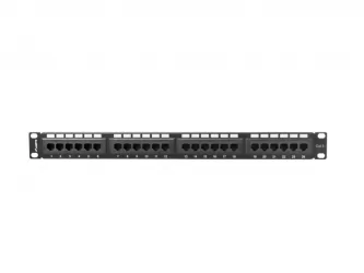 Patch panel 24x port 1U LANBERG do szafy RACK 19&quot; KAT.6 czarny