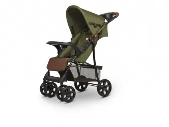 Wózek spacerowy LIONELO EMMA PLUS + tacka i uchwyt na kubek + torba - Forest Green limitowana edycja