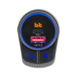 Podświetlany transmiter FM samochodowy z zestawem głośnomówiącym Peiying Bluetooth USB QC   USB-C PD