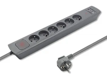 Listwa antyprzepięciowa Qoltec 2xUSB 6 gniazd z uziemieniem 1.8m szara