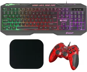 Podświetlana klawiatura dla graczy FURY HELLFIRE 2 + pad + mata