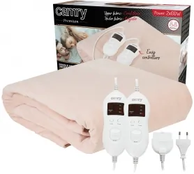 Podwójny elektryczny koc podkładowy z czasomierzem Camry CR 7424 kremowy 150cm x 160cm 