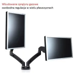 Uchwyt gazowy biurkowy do dwóch monitorów LED/LCD 13-27 cala