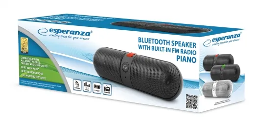 Głośnik Bluetooth ESPERANZA BLUETOOTH FM PIANO czarno-czerwony 2x3W - PROMOCJA