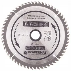 Tarcza widiowa do drewna 160x20 60 zębów Powermat TDD-160x20x60Z