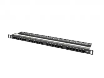 Patch panel 24x port 0.5U LANBERG do szafy RACK 19&quot; KAT.6 czarny
