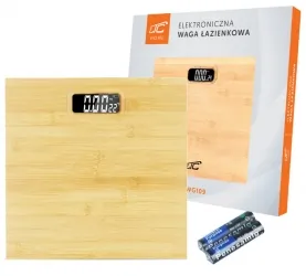 Elektroniczna waga  łazienkowa LTC z termometrem do 180 kg bambusowa