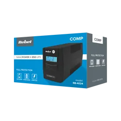 Zasilacz awaryjny komputerowy UPS REBEL Nanopower Plus 850 offline 850VA 480W LCD USB RJ45