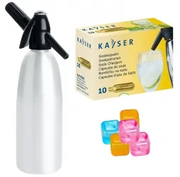 Saturator syfon do wody QUICK SODA biały 1L + 10 naboi + 5 kostek lodu