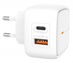 Ładowarka sieciowa XO L60 PD QC 3.0 18W 1xUSB 1xUSB-C biała + kabel USB/USB-C