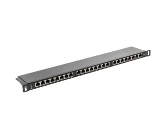 Patch panel 24x port 0.5U LANBERG do szafy RACK 19&quot; KAT.5E czarny